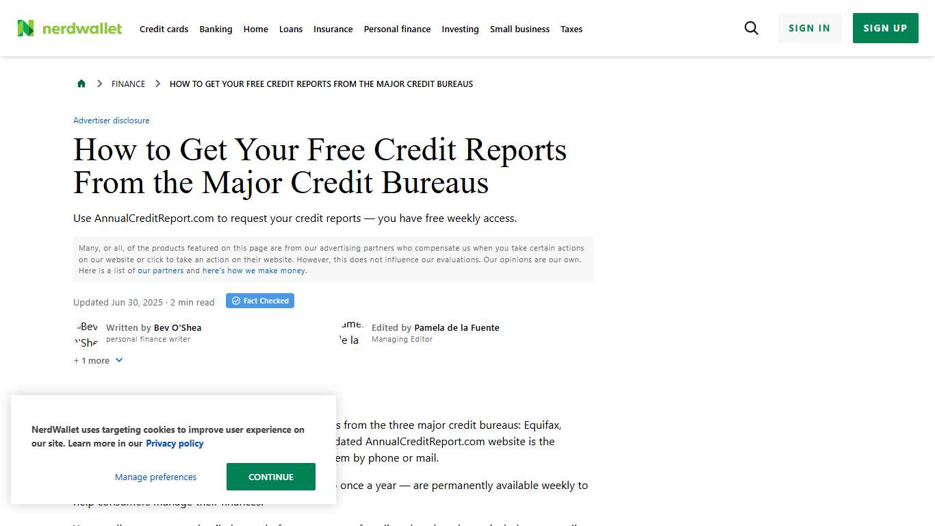 How to Get Your Free Credit Reports From the Major Credit Bureaus - NerdWallet